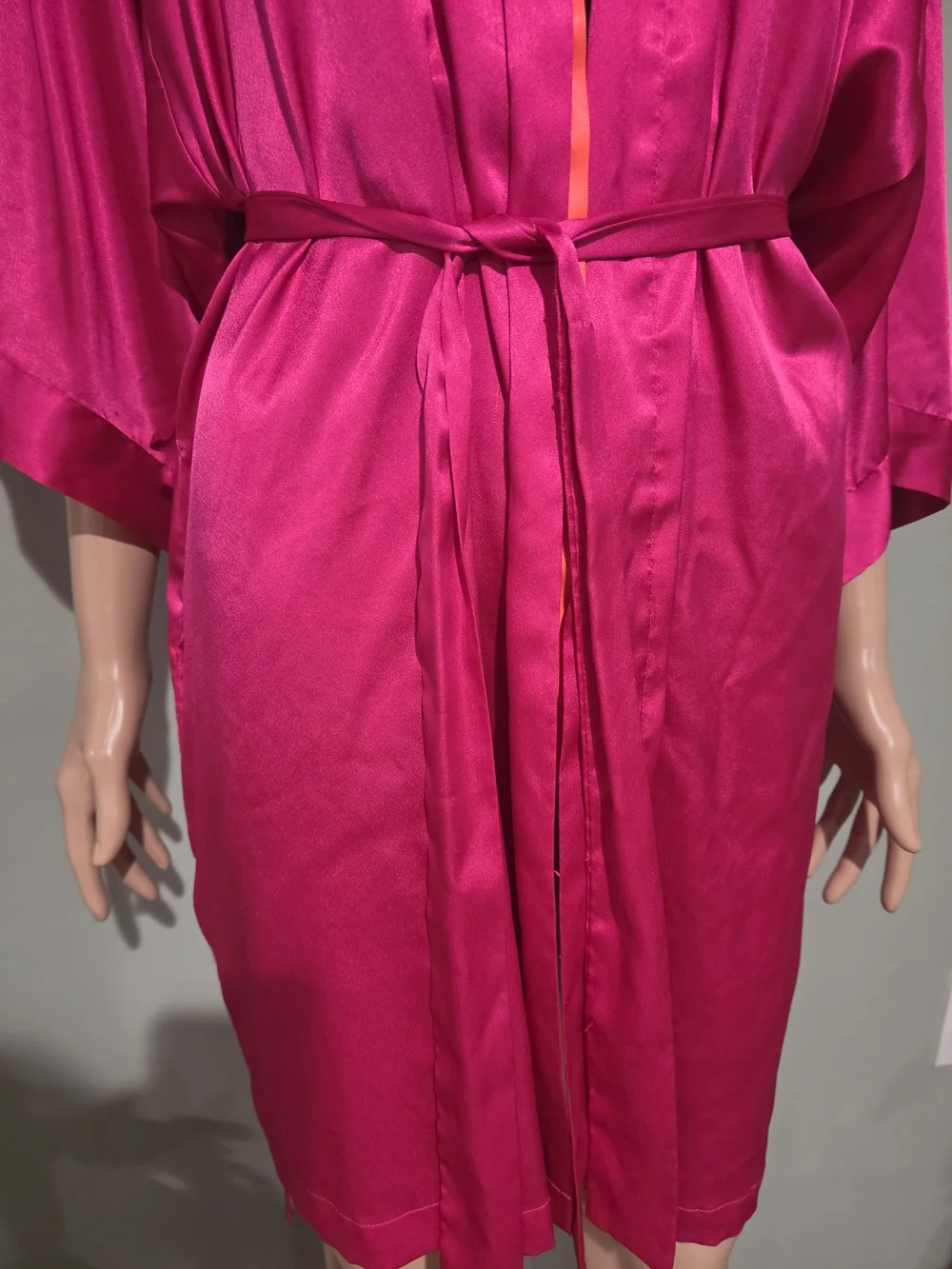 Victoria’s Secret Vintage Hot Pink Satin Kimono Robe One Size